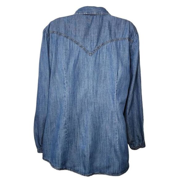Wrangler Retro Women Tops, Denim Button Down Western Shirt, Sz XL - Picture 7 of 7